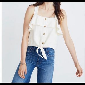 Madewell tie front ruffle tank. NWT!